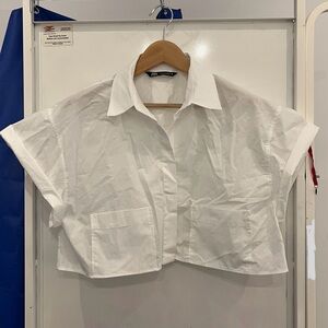 Zara Cropped Rolled Sleeve Button Down
